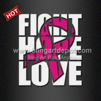 T Shirt DTF Transfer Fight Hope Love Pink Ribbon Design T Shirt DTF Transfer Fight Hope Love Pink Ribbon Design
